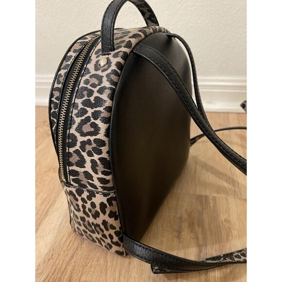 KATE SPADE NEW YORK Black Mini Backpack Women's Animal Print Leather Purse Bag - Picture 5 of 14